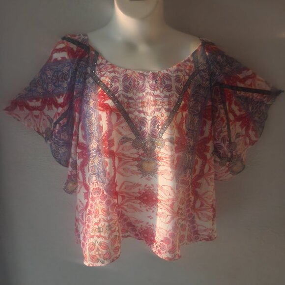 City Chic ** stylish studded blouse Plus size 18 w/ ruffled sleeves NWT - Picture 3 of 12